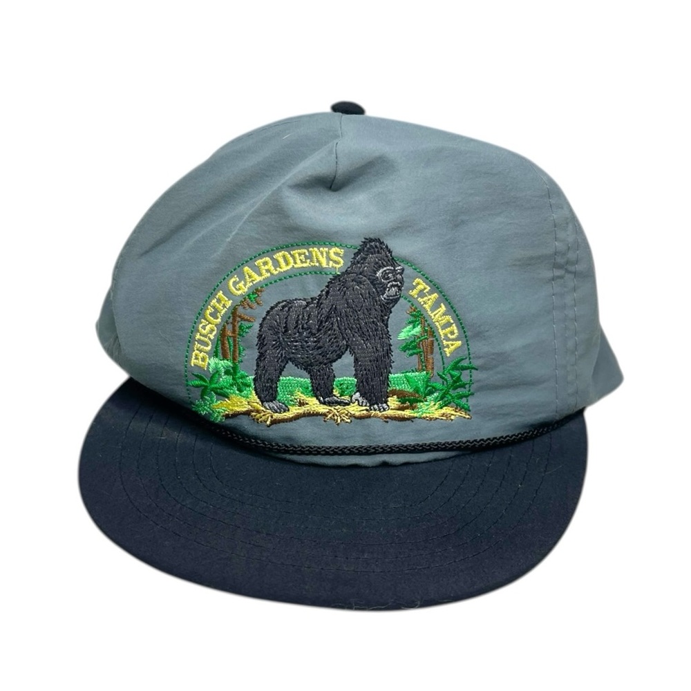 Vintage Busch Gardens Tampa Embroidered Gorilla Ape Hat SnapBack Trucker Cap